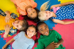 Five primary aged children